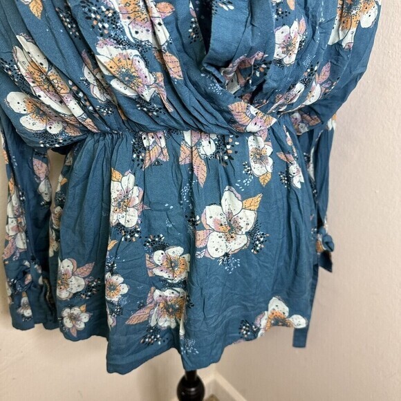 Free People Tuscan Dreams Tunic‎ Dress Turquoise Blue Boho Size XS - Picture 5 of 10